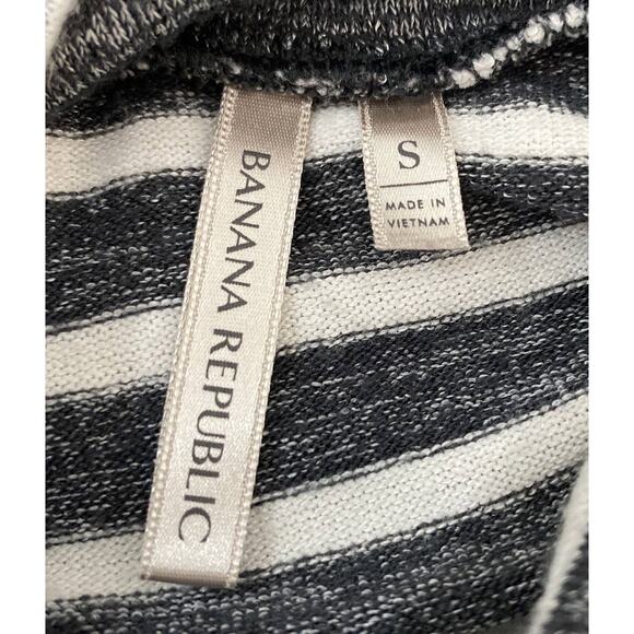 Banana Republic The Signature Tee Small Stripped Knit Top Mock Neck Stretch - Picture 7 of 9